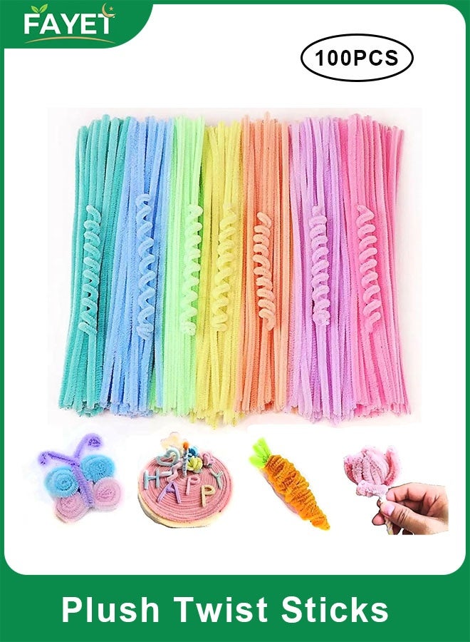 FAYET 100Pcs Pastel Pipe Cleaners Craft Supplies, Macaron Chenille Stems for DIY Art, Kids Crafts, School Projects and Decorations - Image 1